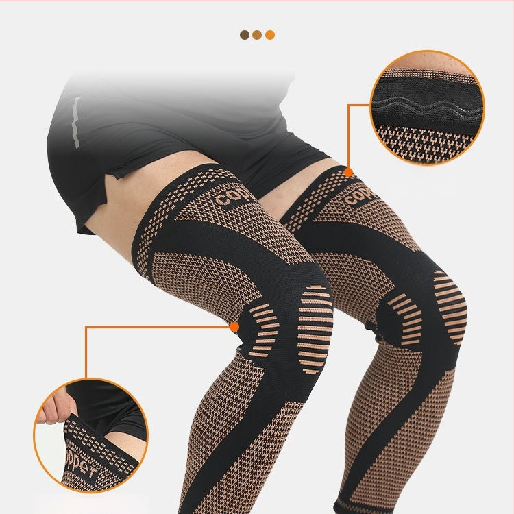 Vario jonų prailginti kelių apsaugai, vario pluošto megzti neslystantys slėginiai kojų apsaugai suaugusiems, krepšiniui, tinkliniui, sportui.