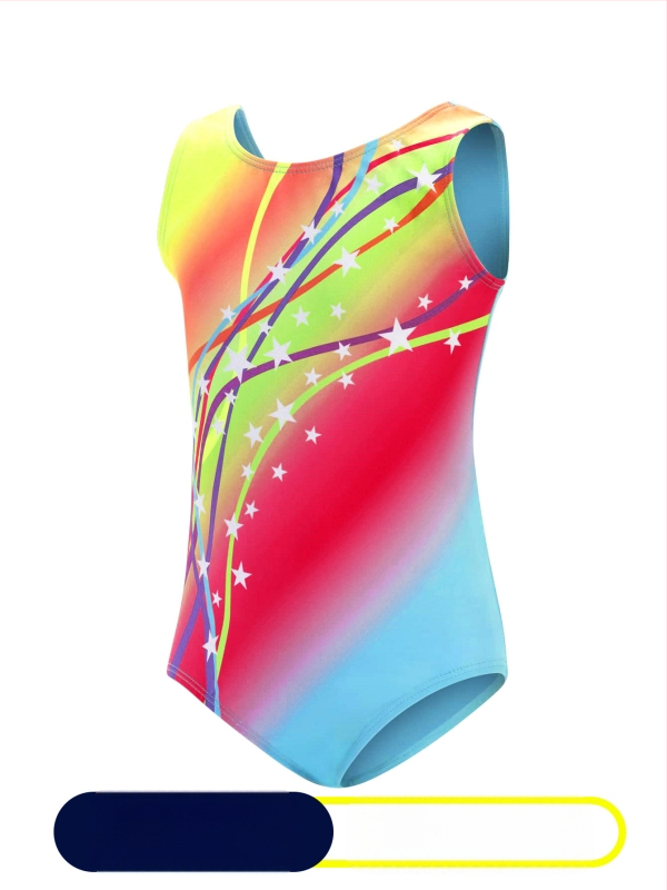 Laste võimlemisrõivad Naiste sõltumatu jaama väliskaubanduse värvilised ribad tähtedega trükitud treeningrõivad Moodne keha lamedate kitsaste riietega