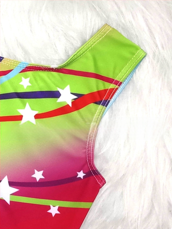 Laste võimlemisrõivad Naiste sõltumatu jaama väliskaubanduse värvilised ribad tähtedega trükitud treeningrõivad Moodne keha lamedate kitsaste riietega