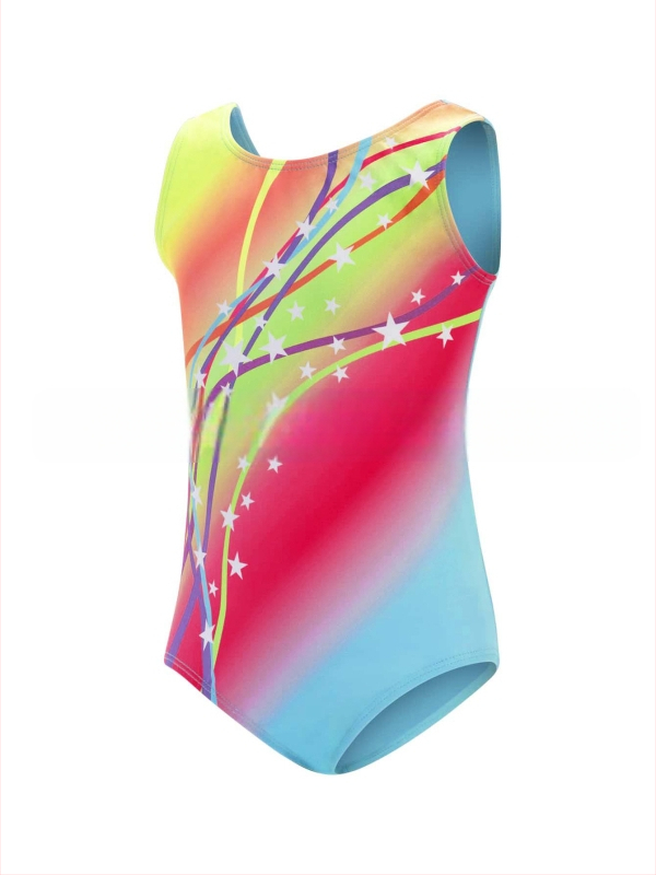 Laste võimlemisrõivad Naiste sõltumatu jaama väliskaubanduse värvilised ribad tähtedega trükitud treeningrõivad Moodne keha lamedate kitsaste riietega