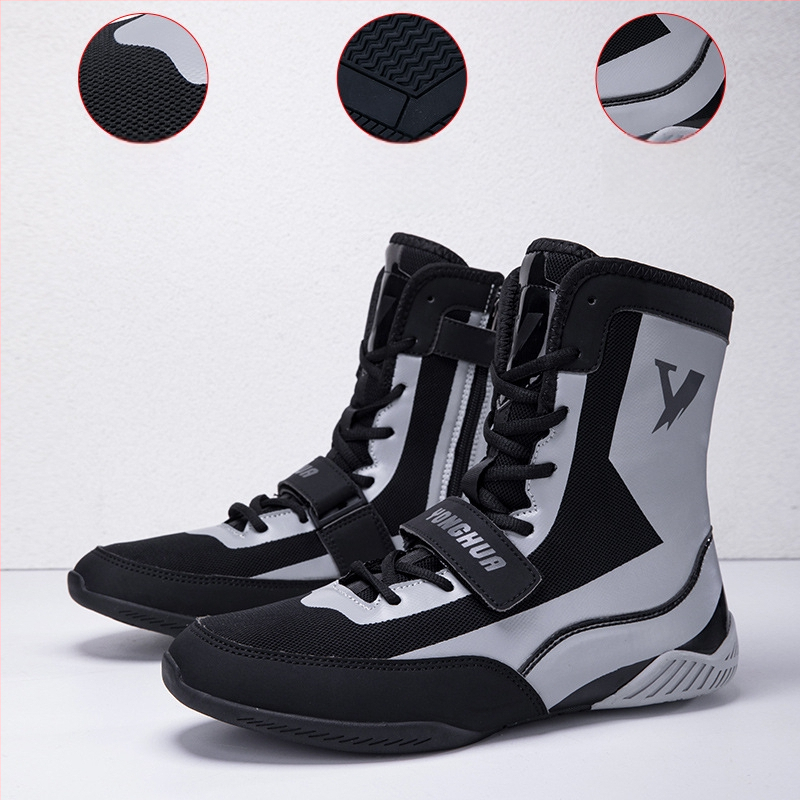 Lukuga kõrged maadluskingad Meeste professionaalsed võitluskingad Võitlustreeningkingad Poksikingad Pikad saapad Tai poksi sandaalid