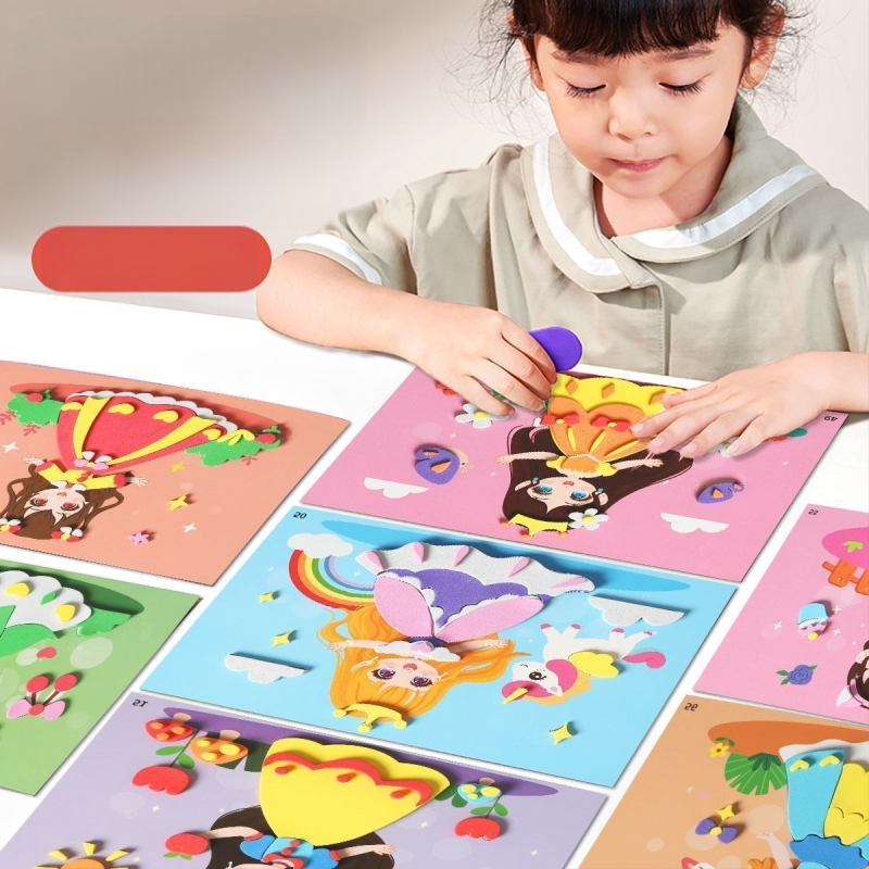 Παιδικά χειροποίητα αυτοκόλλητα Diy3D στερεοφωνικά αυτοκόλλητα Eva Princess Νηπιαγωγείο Υλικό παραγωγής πακέτου κοριτσιών εκπαιδευτικά αυτοκόλλητα παιχνίδια