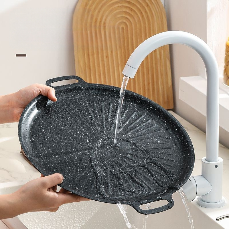 Korea stiilis majapidamises kasutatav Maifan kivist grillpann päikesemustriga, füüsilise mittenakkuva grillpanniga induktsioonpliidile, kassettpliidile, välistingimustes kasutatav grillpann