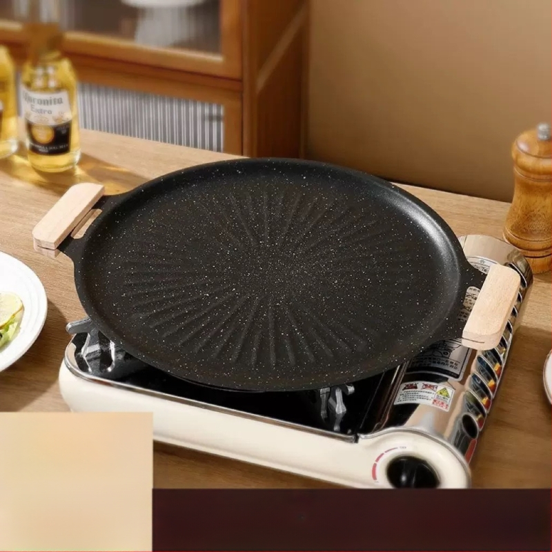Korea stiilis majapidamises kasutatav Maifan kivist grillpann päikesemustriga, füüsilise mittenakkuva grillpanniga induktsioonpliidile, kassettpliidile, välistingimustes kasutatav grillpann