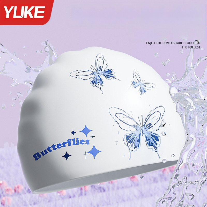 Moteriška galvos silikoninė, vandeniui atspari, antichlorinė, ilgiems plaukams, plius dydžio, ausų apsauga, suaugusiems skirta, dvipusė, spausdinta, vyriška plaukimo kepuraitė