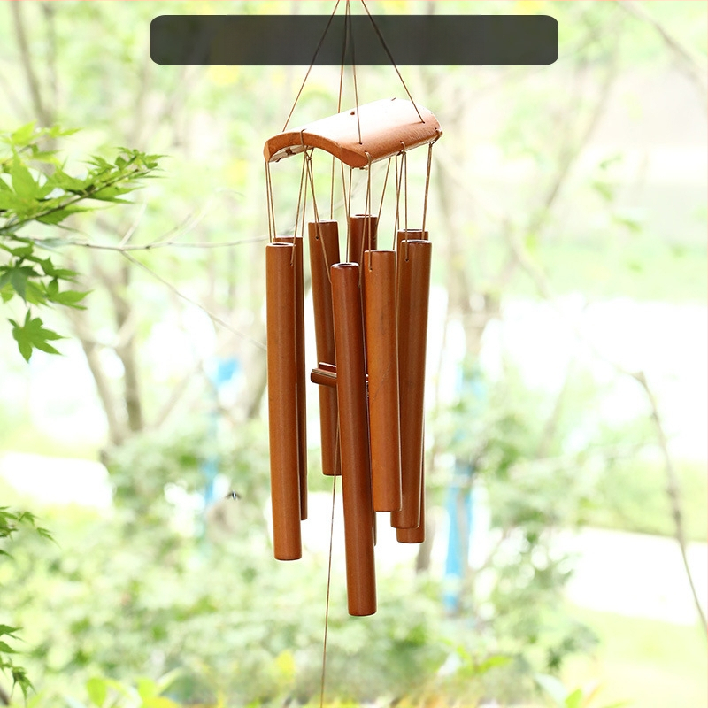 Китайски креативни бамбукови вятърни камбанки, висящи бамбукови камбанки, декорация, подарък, живописно място за открито, древен стил, бамбукови вятърни камбанки