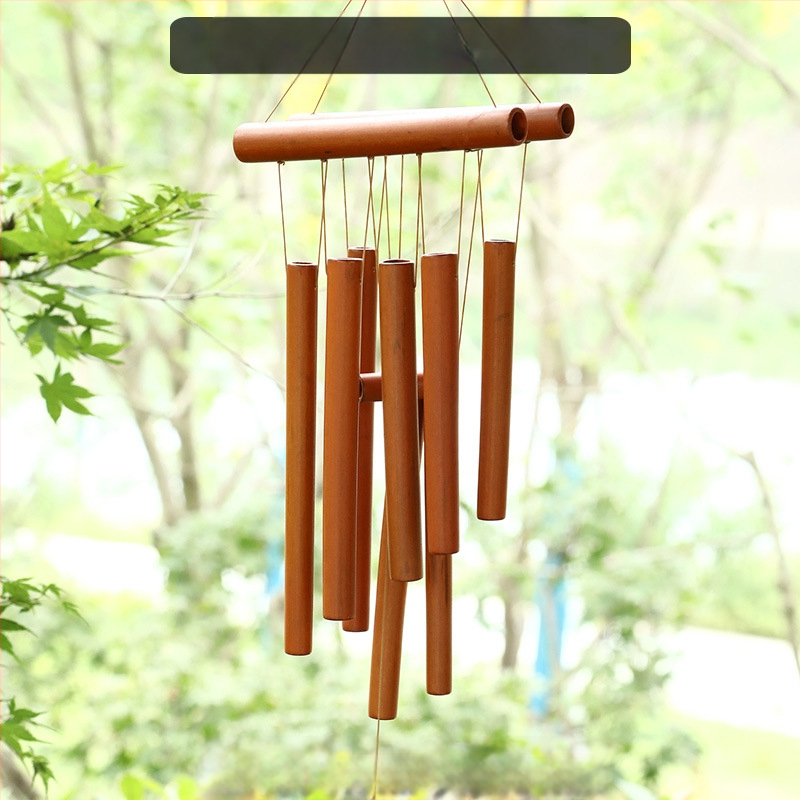 Китайски креативни бамбукови вятърни камбанки, висящи бамбукови камбанки, декорация, подарък, живописно място за открито, древен стил, бамбукови вятърни камбанки