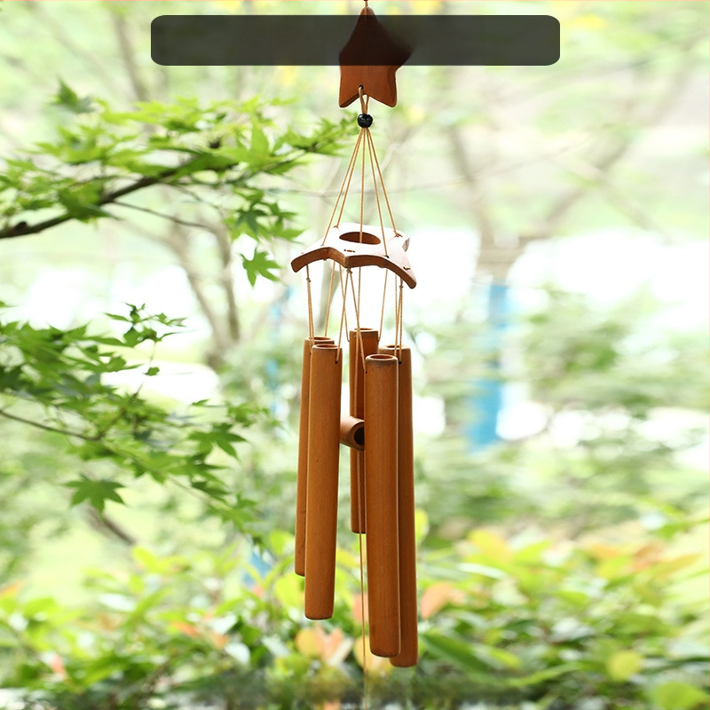 Китайски креативни бамбукови вятърни камбанки, висящи бамбукови камбанки, декорация, подарък, живописно място за открито, древен стил, бамбукови вятърни камбанки