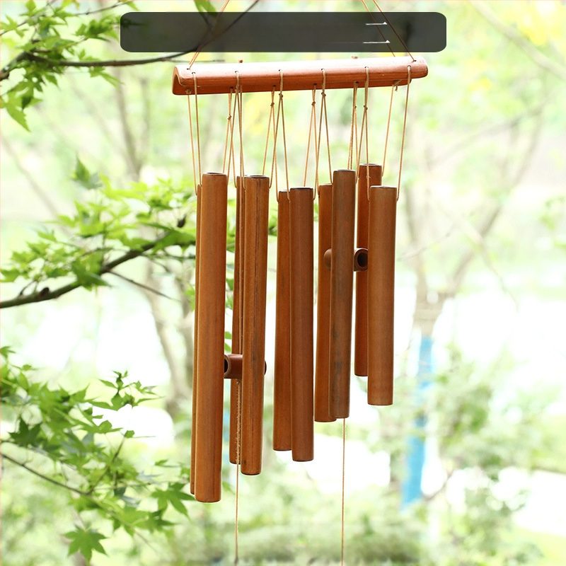 Китайски креативни бамбукови вятърни камбанки, висящи бамбукови камбанки, декорация, подарък, живописно място за открито, древен стил, бамбукови вятърни камбанки