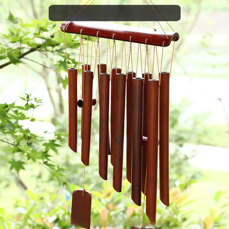 Китайски креативни бамбукови вятърни камбанки, висящи бамбукови камбанки, декорация, подарък, живописно място за открито, древен стил, бамбукови вятърни камбанки