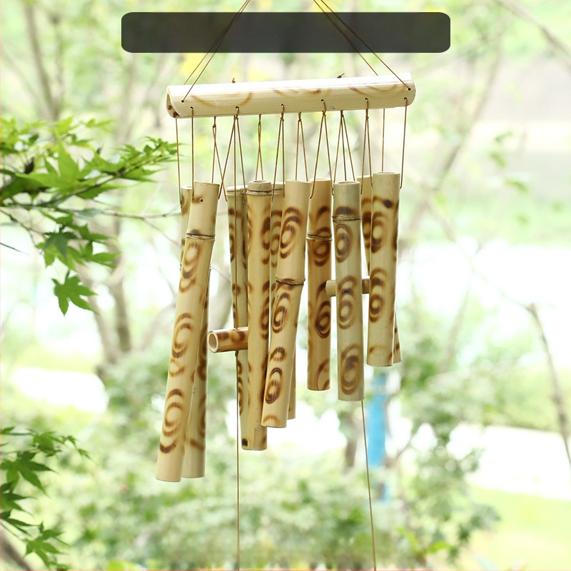 Китайски креативни бамбукови вятърни камбанки, висящи бамбукови камбанки, декорация, подарък, живописно място за открито, древен стил, бамбукови вятърни камбанки