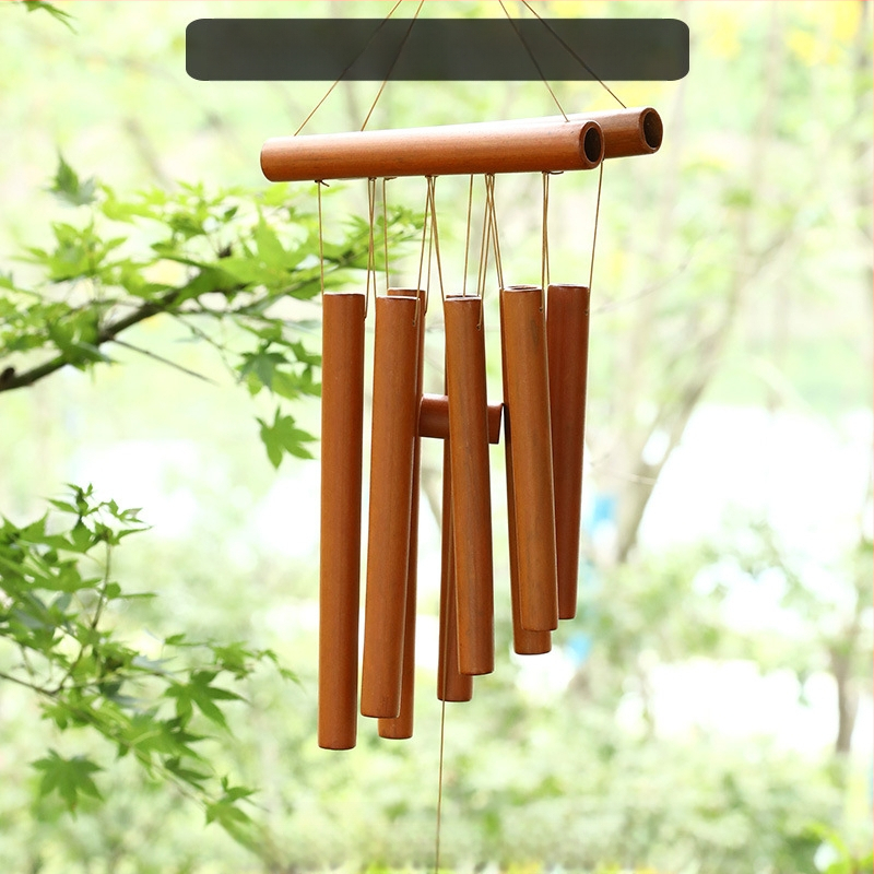 Китайски креативни бамбукови вятърни камбанки, висящи бамбукови камбанки, декорация, подарък, живописно място за открито, древен стил, бамбукови вятърни камбанки