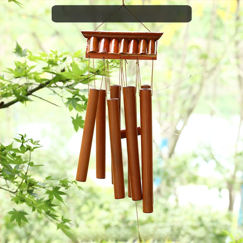 Китайски креативни бамбукови вятърни камбанки, висящи бамбукови камбанки, декорация, подарък, живописно място за открито, древен стил, бамбукови вятърни камбанки