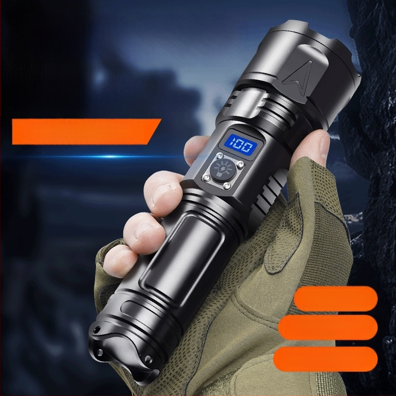 Határokon átnyúló alumíniumötvözetből készült, erős fényű, újratölthető kültéri zseblámpa, biztonsági kalapács, háztartási többfunkciós hordozható zseblámpa