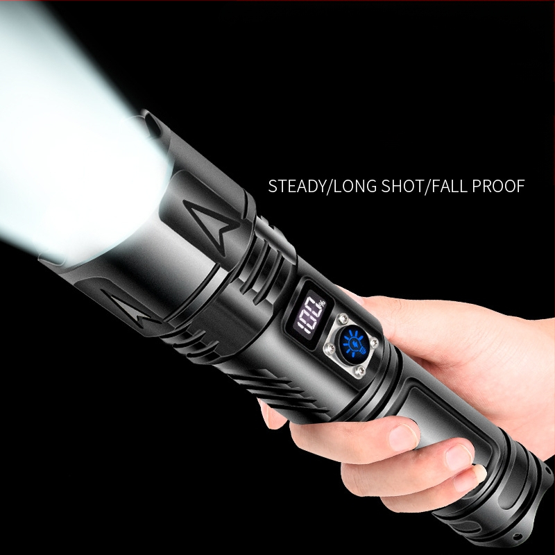 Határokon átnyúló alumíniumötvözetből készült, erős fényű, újratölthető kültéri zseblámpa, biztonsági kalapács, háztartási többfunkciós hordozható zseblámpa