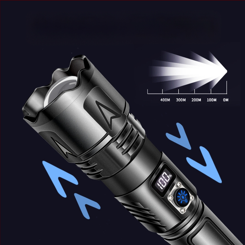 Határokon átnyúló alumíniumötvözetből készült, erős fényű, újratölthető kültéri zseblámpa, biztonsági kalapács, háztartási többfunkciós hordozható zseblámpa