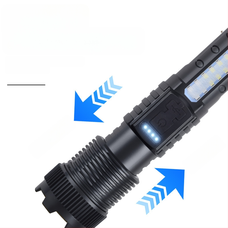 Határokon átnyúló új 118 kültéri erős fényű zseblámpa P50 teleszkópos zoom nagy teljesítményű tollcsipesz piros és kék vaku A76 zseblámpa