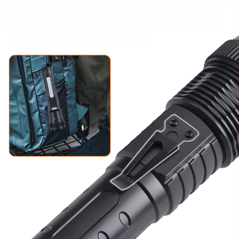 Határokon átnyúló új 118 kültéri erős fényű zseblámpa P50 teleszkópos zoom nagy teljesítményű tollcsipesz piros és kék vaku A76 zseblámpa