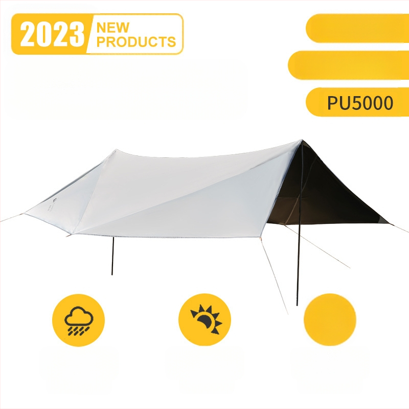 Kaheksanurkne must kummist varikatus õues telkimiseks Oxfordi riidest ülisuur päikesevari UV-kindel must kummist varikatusega telk