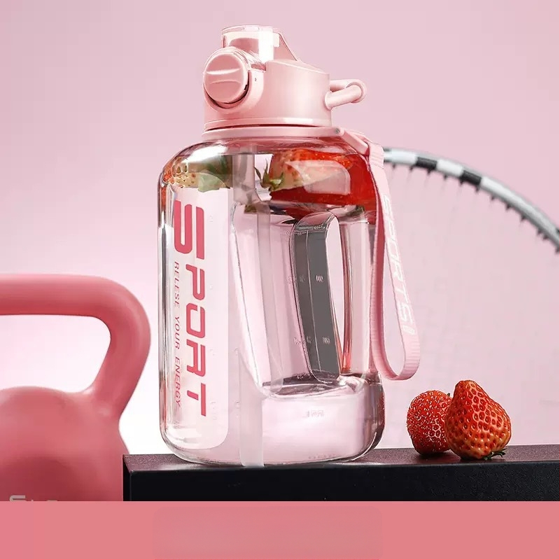 Didelės talpos vandens butelis, lauko sporto vandens ąsotis, nešiojamas plastikinis didelės talpos vandens butelis vyrams ir moterims studentams