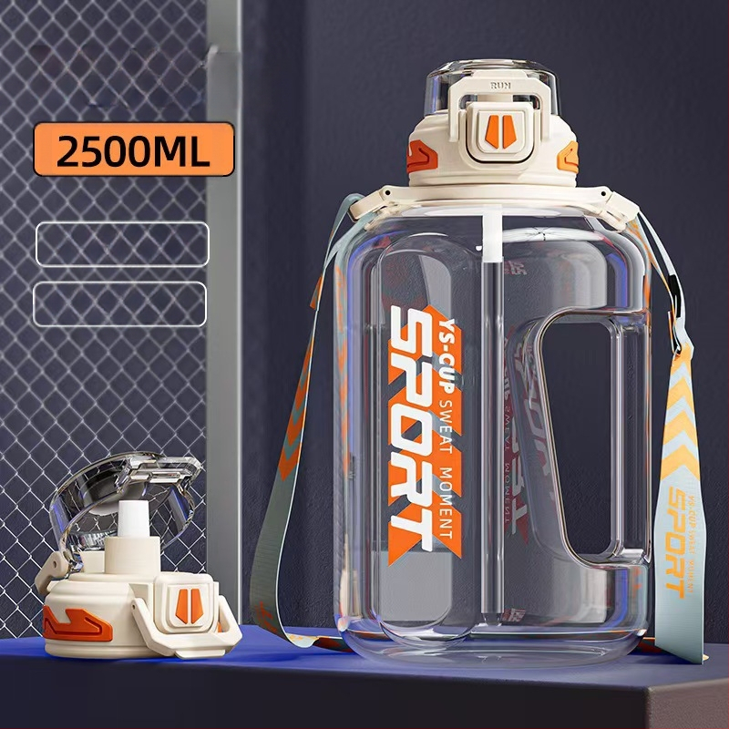 Didelės talpos vandens butelis, lauko sporto vandens ąsotis, nešiojamas plastikinis didelės talpos vandens butelis vyrams ir moterims studentams