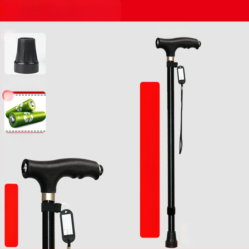 Csúszásgátló mankók időseknek, Négylábú mankók, Többfunkciós túrabotok lámpával, Határokon átnyúló nagykereskedelem, időseknek