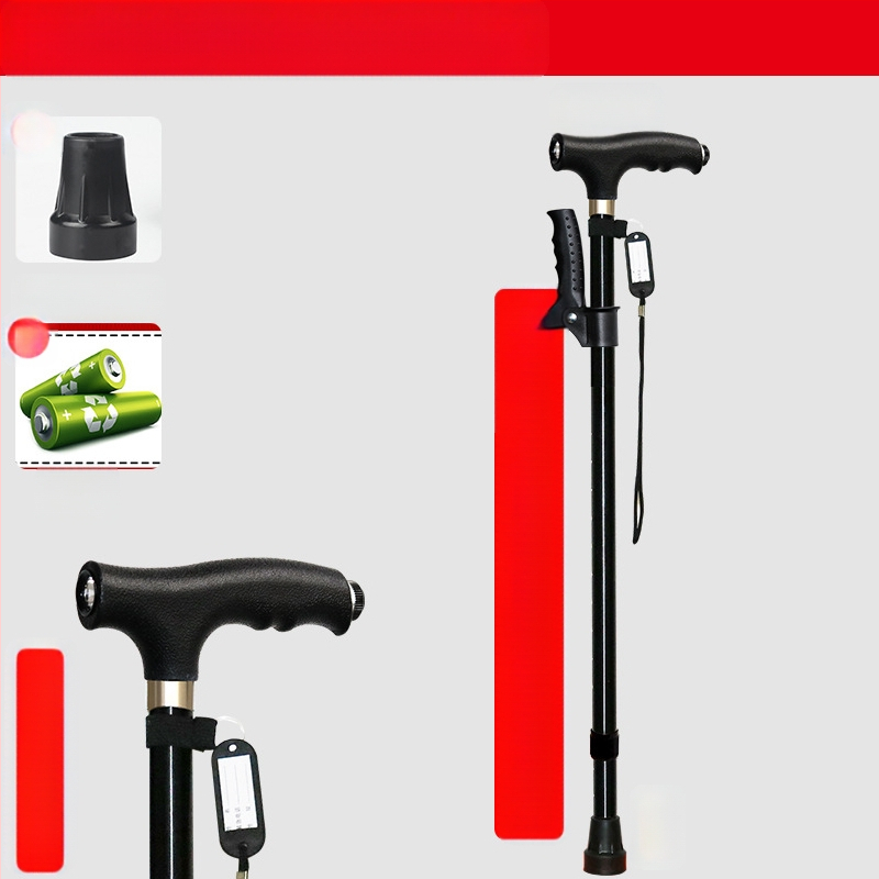 Csúszásgátló mankók időseknek, Négylábú mankók, Többfunkciós túrabotok lámpával, Határokon átnyúló nagykereskedelem, időseknek