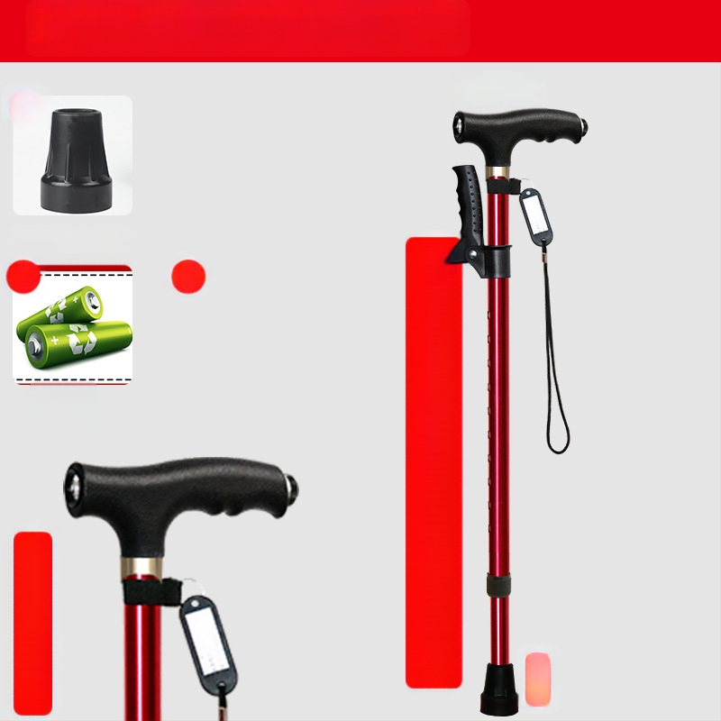 Csúszásgátló mankók időseknek, Négylábú mankók, Többfunkciós túrabotok lámpával, Határokon átnyúló nagykereskedelem, időseknek