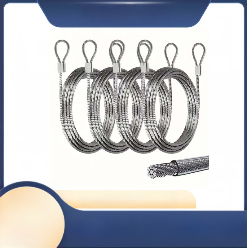 Guma dengta nerūdijančio plieno vielinė virvė, patvari skalbinių virvė, lauko ir vidaus patalpoms, universali vielinė virvė