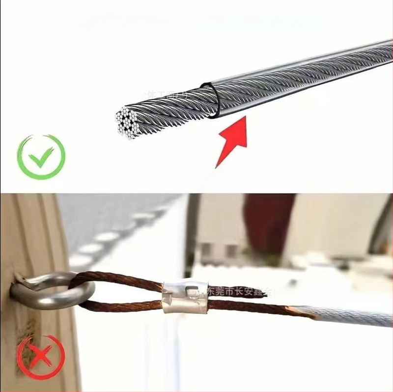 Guma dengta nerūdijančio plieno vielinė virvė, patvari skalbinių virvė, lauko ir vidaus patalpoms, universali vielinė virvė