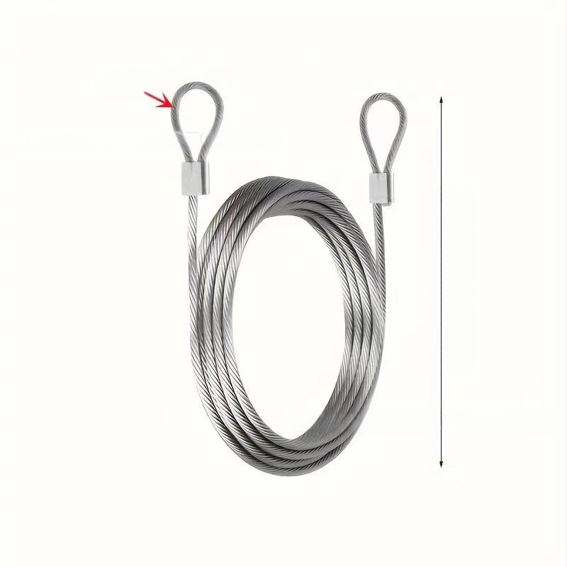 Guma dengta nerūdijančio plieno vielinė virvė, patvari skalbinių virvė, lauko ir vidaus patalpoms, universali vielinė virvė