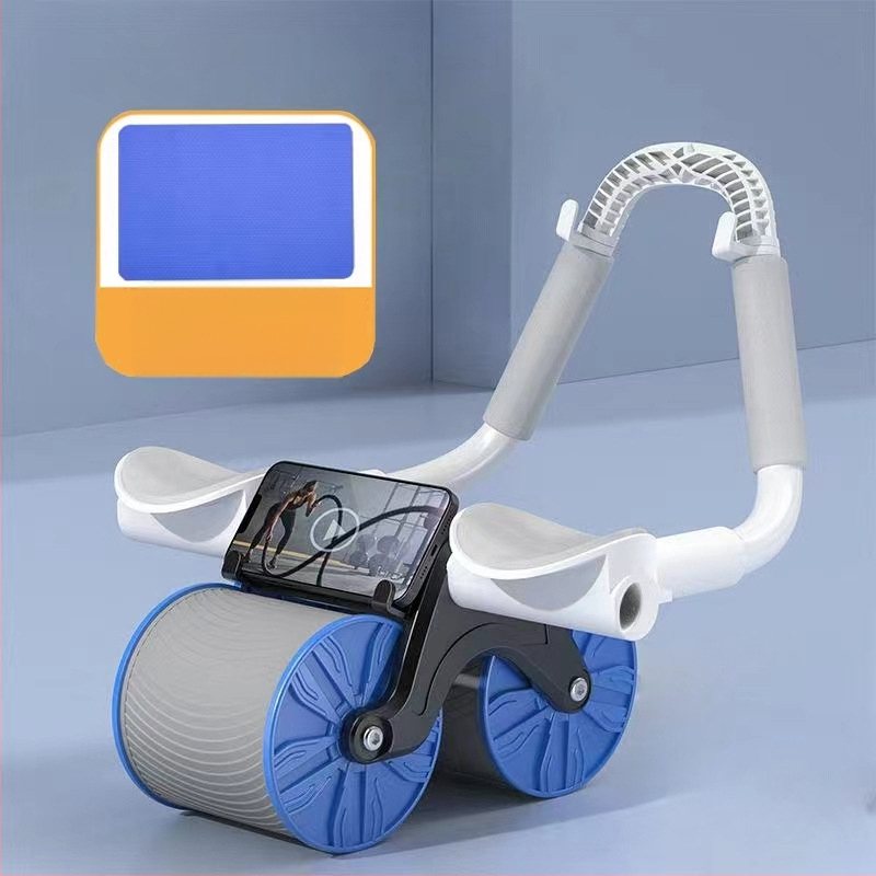 Kahe rattaga kõhulihaste ratas automaatne tagasilöögist kõhu kokkutõmbav kõhulihaste treeningratas fitnessmasin kõhurullimise artefaktirull kõhulihaste tehase sirged juuksed