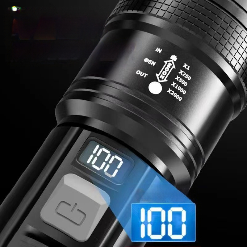 Daugiafunkcis įkraunamas nešiojamas išmanusis skaitmeninis sprogstamojo tūrio tolimojo priartinimo USB itin ryškus žibintuvėlis