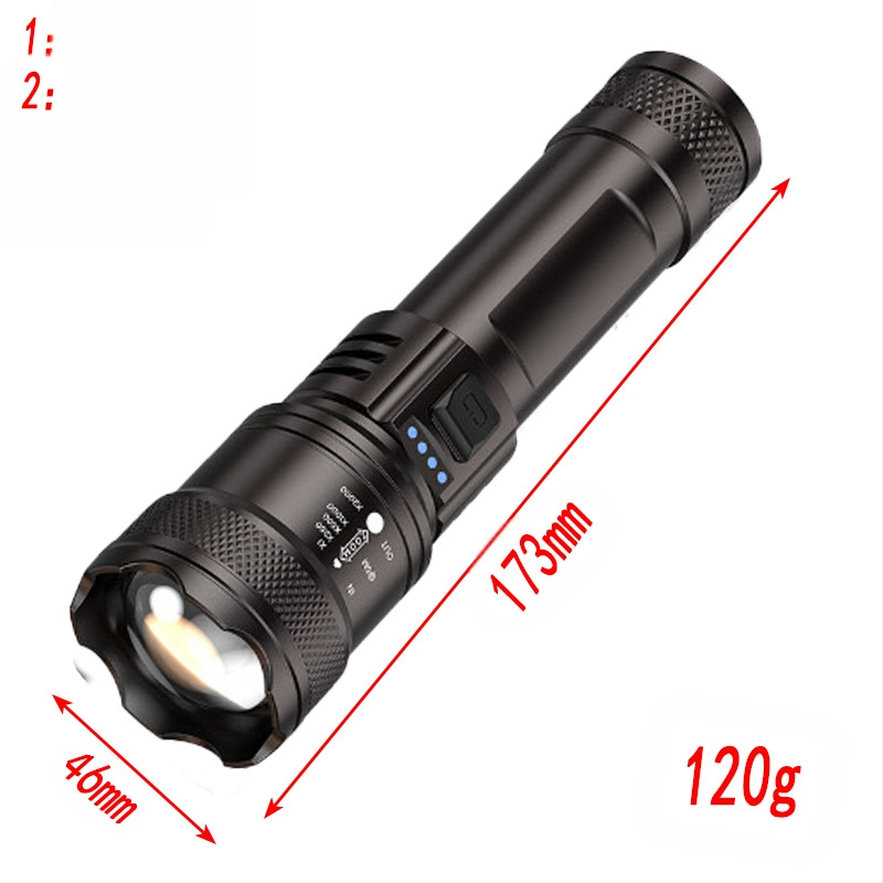 Daugiafunkcis įkraunamas nešiojamas išmanusis skaitmeninis sprogstamojo tūrio tolimojo priartinimo USB itin ryškus žibintuvėlis