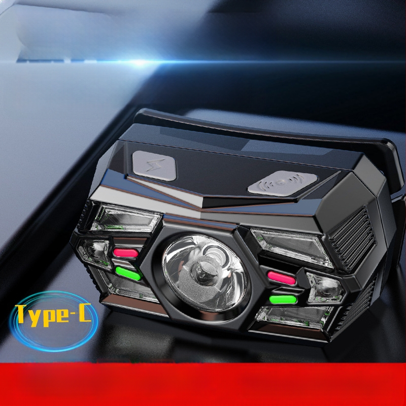 Piiriülene intelligentne induktsioon-väike esitulede multifunktsionaalne mitme valgusallikaga laadimine välistingimustes kasutatav pea külge kinnitatav taskulamp öökalapüügilamp hulgimüük