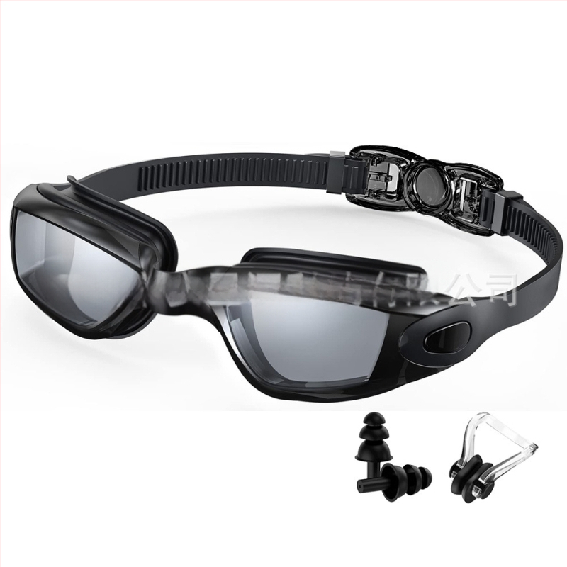 Tarpvalstybiniai sprogimai suaugusiems skirti plaukimo akiniai, plaukimo akiniai su nerasojančiais HD galvanizavimo lęšiais vyrams ir moterims su ausų kamštukais, nosies spaustukais, tiesioginis tiekimas iš gamyklos.