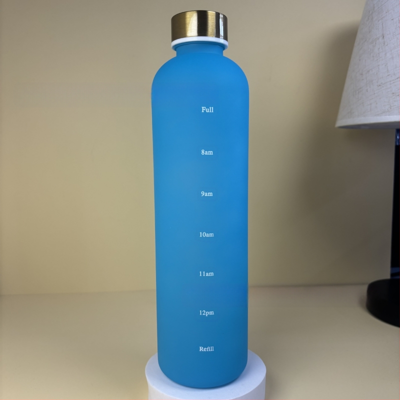 1000ml välistingimustes sportimiseks mõeldud veepudel suure mahutavusega jäätunud gradientvärvi spordiveetass roostevabast terasest kattega plasttops