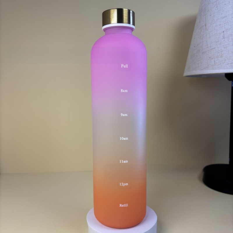 1000ml välistingimustes sportimiseks mõeldud veepudel suure mahutavusega jäätunud gradientvärvi spordiveetass roostevabast terasest kattega plasttops