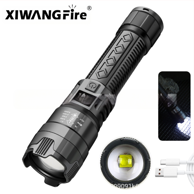 Robbanásveszélyes digitális elektromos kijelző erős fényű ABS zseblámpa multifunkcionális teleszkópos zoom zseblámpa kültéri hordozható zseblámpa