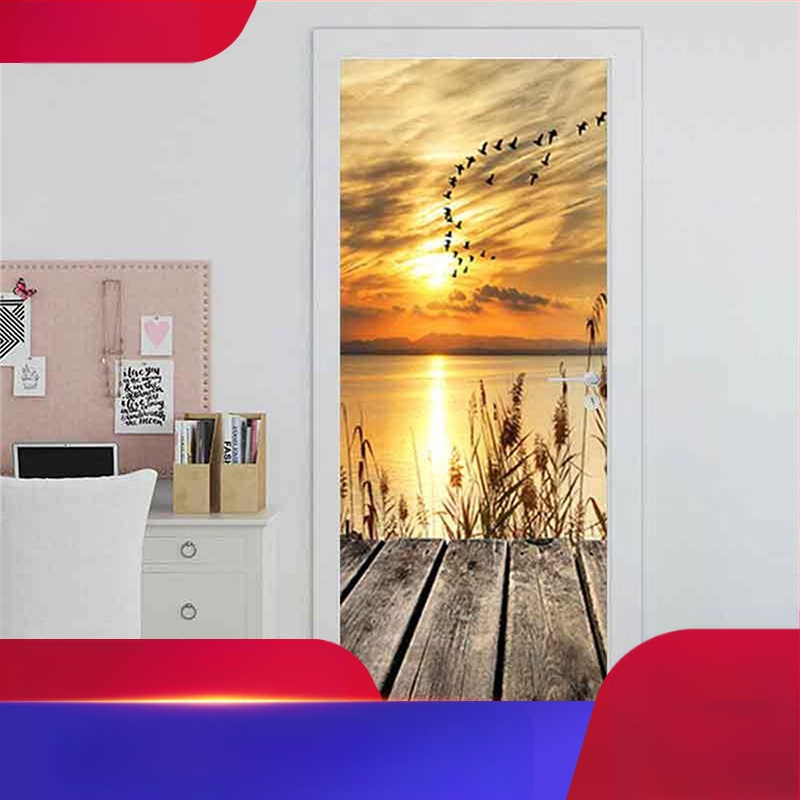 Shangyi 3D bejárati ajtó gardrób dekoratív fali matricák öntapadós fürdőszoba ajtó felújítás ajtó matricák otthon vízálló és tartós