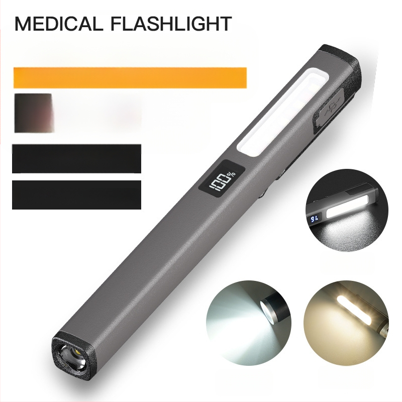 Naujas tarpvalstybinis mini rašiklio formos įkraunamas trijų šviesos šaltinių medicininis rašiklio žibintuvėlis su stipria šviesa, vyzdžio rašiklio žibintuvėliu