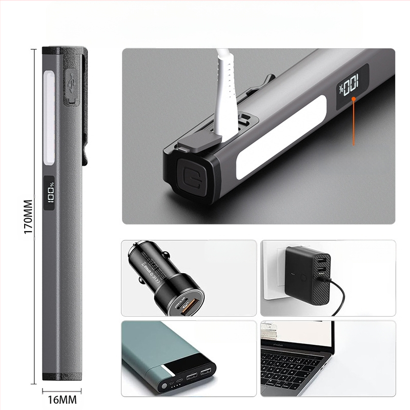 Naujas tarpvalstybinis mini rašiklio formos įkraunamas trijų šviesos šaltinių medicininis rašiklio žibintuvėlis su stipria šviesa, vyzdžio rašiklio žibintuvėliu