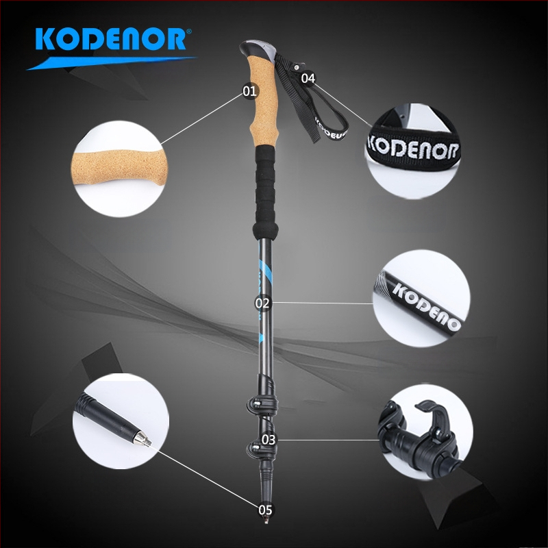 Kedeno Outdoor Kdn-001 szénszálas sétabot teleszkópos háromrészes külső zárral összecsukható nád túrabot könnyű