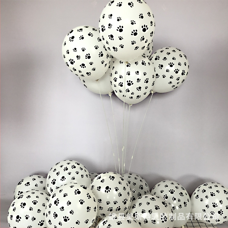 Kutsika jalajälje õhupall, paksendatud valge lateksist koomiksiga sünnipäevapeo kaunistus, loomateemaline mänguballoon