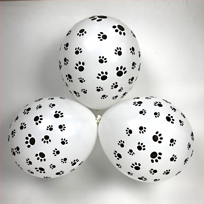 Kutsika jalajälje õhupall, paksendatud valge lateksist koomiksiga sünnipäevapeo kaunistus, loomateemaline mänguballoon