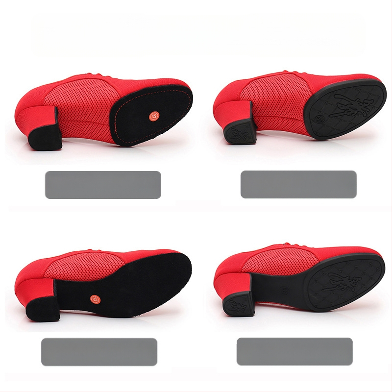 Latin tánccipők felnőtt nőknek, közepes sarkú, puha talpú tánccipők, négyzet alakú tánc, tengerész tánc, modern tánccipők, lélegző és könnyű