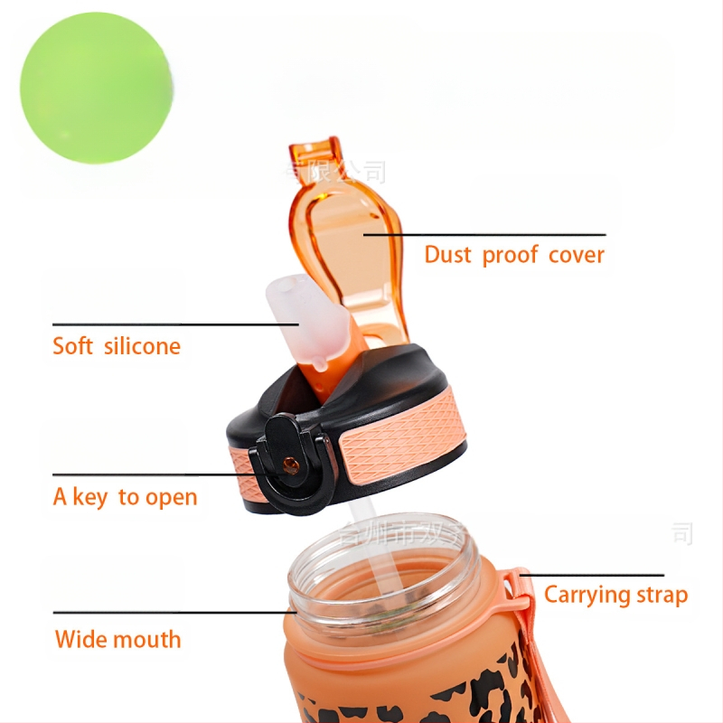 Piiriülene Amazoni plastist veekruus leopardiprindiga gradiendiga õlgkruus suvine õueruumikruus suure mahutavusega spordiveekruus