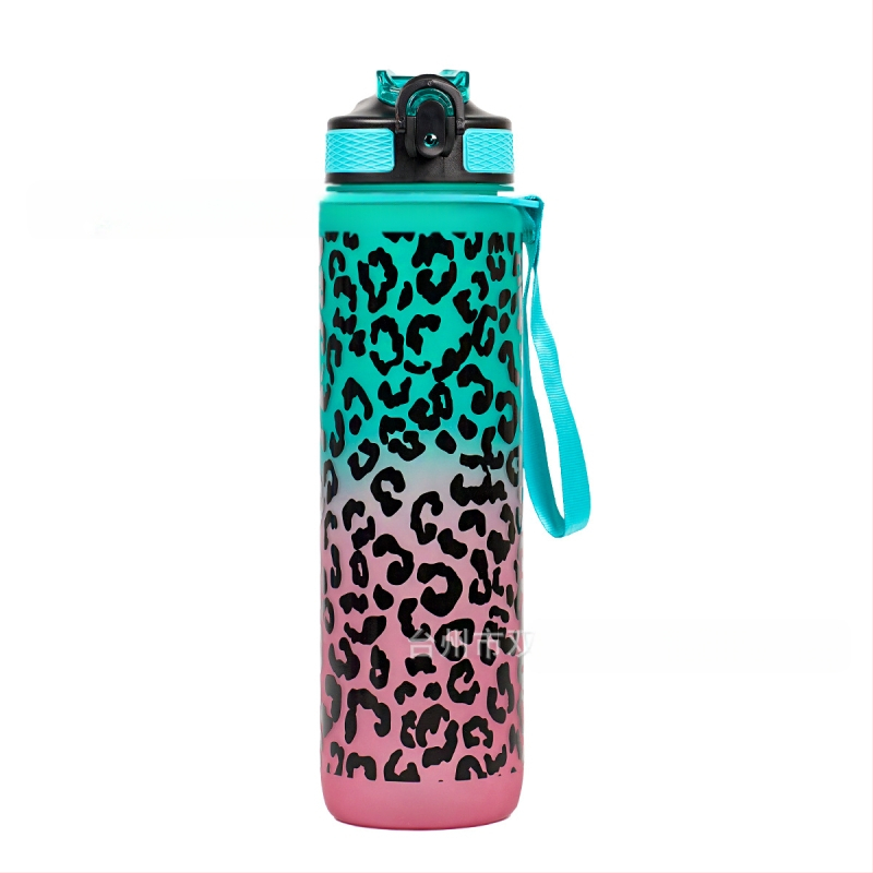 Piiriülene Amazoni plastist veekruus leopardiprindiga gradiendiga õlgkruus suvine õueruumikruus suure mahutavusega spordiveekruus