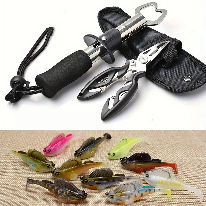 Rozsdamentes acél egyenes nyelű halvezérlő kis méretű úti fogó rozsdamentes acél öltöny kombináció véletlenszerű színű horgászcsali küldéséhez