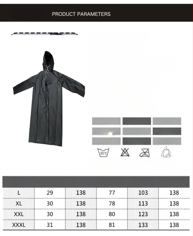 Външнотърговско черно яке за възрастни, ветроустойчиво, шапка, въжено пончо, удължено, удебелено на склад, риболовно пончо
